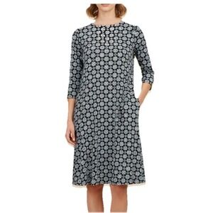 J McLaughlin Geometric Catalina Cloth 3/4 Sleeve Pocket Devon Sheath Dress LARGE